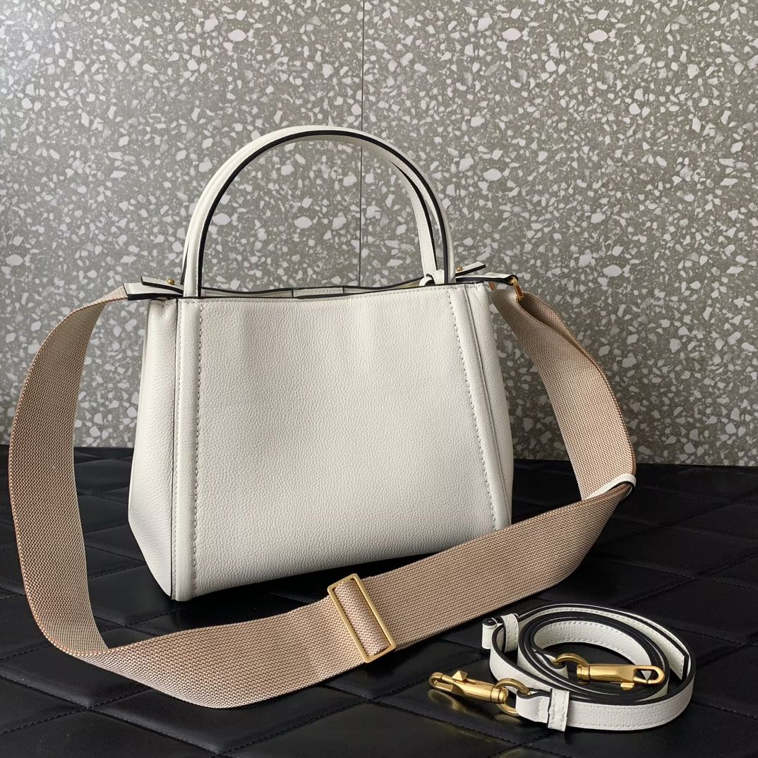 Valentino Garavani Alltime Medium Handbag in Ivory Grainy Calfskin